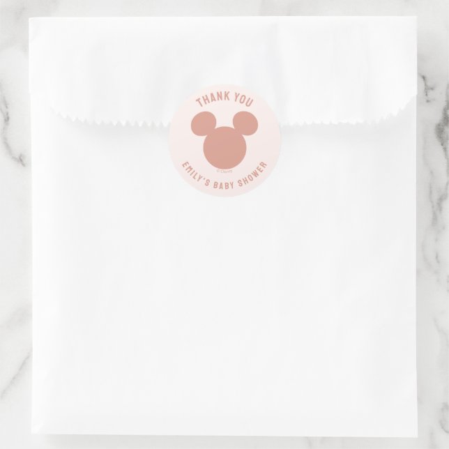 Pink Minnie Mouse Confetti Baby Shower Classic Round Sticker (Bag)