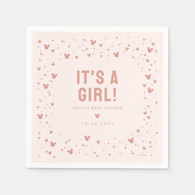 Pink Minnie Mouse Confetti Baby Shower Napkin (Front)