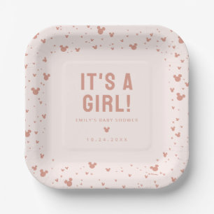Pink Minnie Mouse Confetti Baby Shower Paper Plate