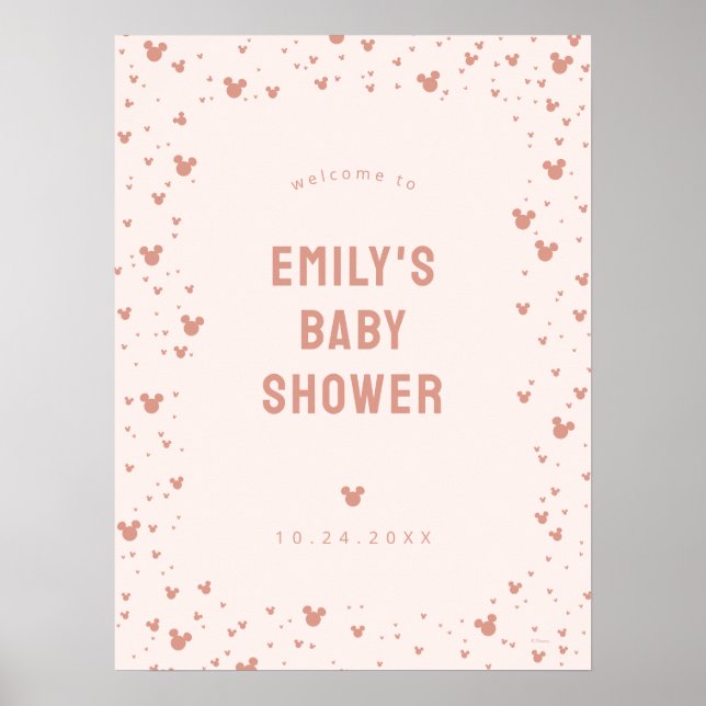Pink Minnie Mouse Confetti Baby Shower Welcome Poster (Front)
