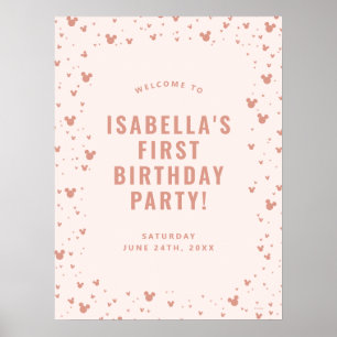 Pink Minnie Mouse Confetti Girl's Frist Birthday Poster