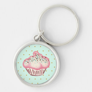 Pink Mint Chocolate Cupcake Keychain