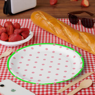 Pink Mint Green Geometric Polka Dots  Paper Plate