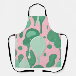 Pink Mint Green Melting Drip Pattern Abstract  Apron