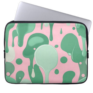 Pink Mint Green Melting Drip Pattern Abstract Laptop Sleeve