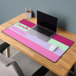Pink Mint Green Purple Stripes Pattern Name Desk Mat<br><div class="desc">Add a personalized touch to your workspace with the Pink, Mint Green, and Purple Stripes Pattern Name Desk Mat. Featuring a stylish striped design in vibrant hues, this mat provides a smooth surface for your keyboard and mouse while enhancing your desk with a modern look. Customize it with a name...</div>