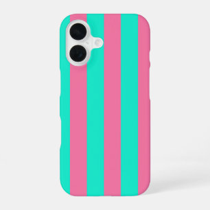 Pink Mint Green Stripes Design  iPhone 16 Case