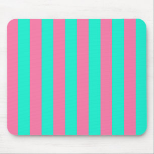 Pink Mint Green Stripes Design Mouse Pad