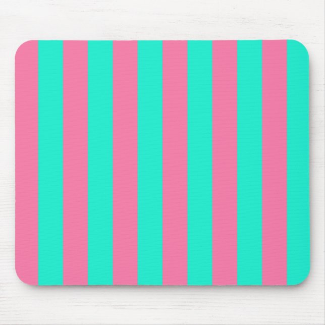 Pink Mint Green Stripes Design  Mouse Pad (Front)