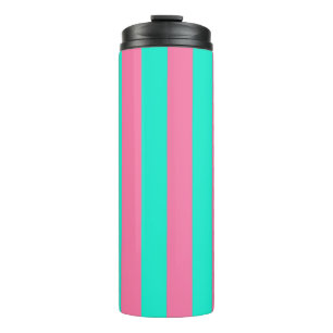 Pink Mint Green Stripes Design Thermal Tumbler