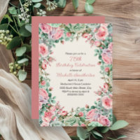 Pink Mint Green Watercolor Floral 75th Birthday