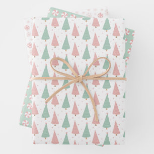 Pink/Mint Holiday Wrapping Paper Sheets