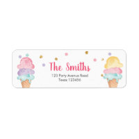 Pink Mint Ice Cream Confetti Return Address Labels