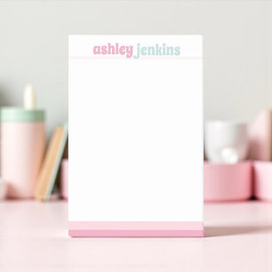 Pink & Mint Modern Name, Minimalist Post-it Notes