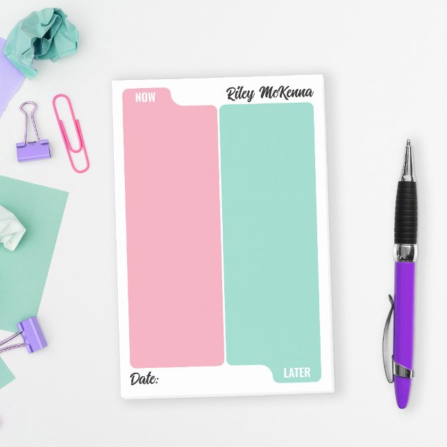 Pink Mint Now & Later To Do Daily Planning Post-it Notes (Creator Uploaded)