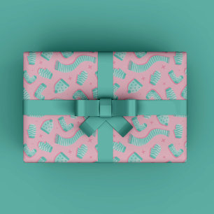 Pink Mint Pattern Christmas Gift wrapping paper