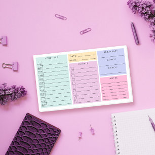 Pink Mint Purple Daily Home School Schedule Post-it Notes