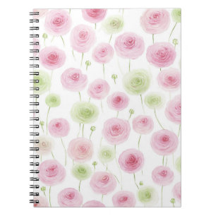 Pink Mint Ranunculus Flowers Notebook