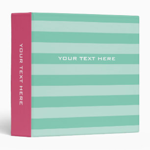 Pink mint striped binder   Custom office supplies