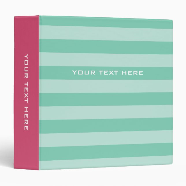Pink mint striped binder | Custom office supplies (Front/Spine)