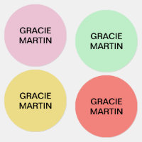 Pink Mint Yellow Children's Round Iron On Name