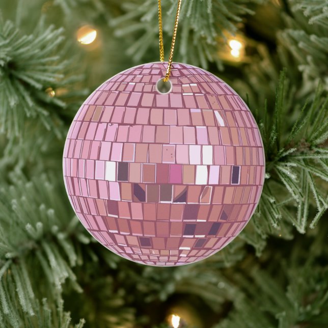 Pink Mirror Ball Ceramic Ornament (Tree)