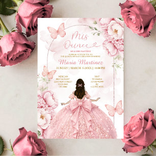 Pink Mis Quince Invitation with Princess Girl