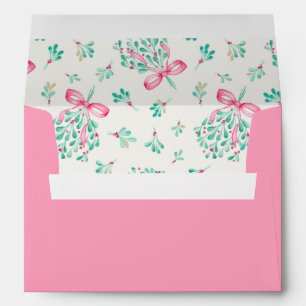 Pink Mistletoe Baby Shower Envelope with Return