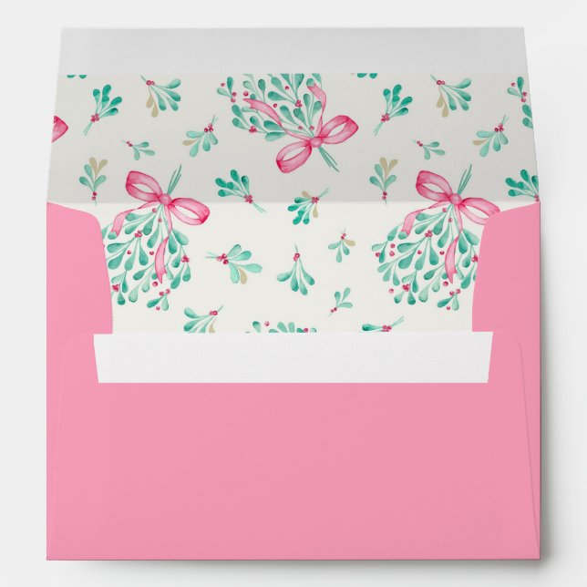 Pink Mistletoe Baby Shower Envelope with Return (Back (Bottom))