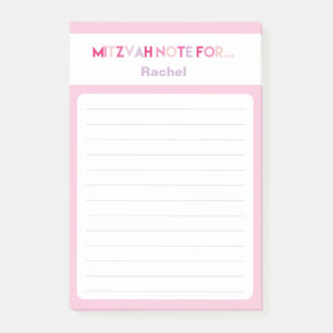 Pink Mitzvah Note: 4x6 Sticky Pad Post-it Notes