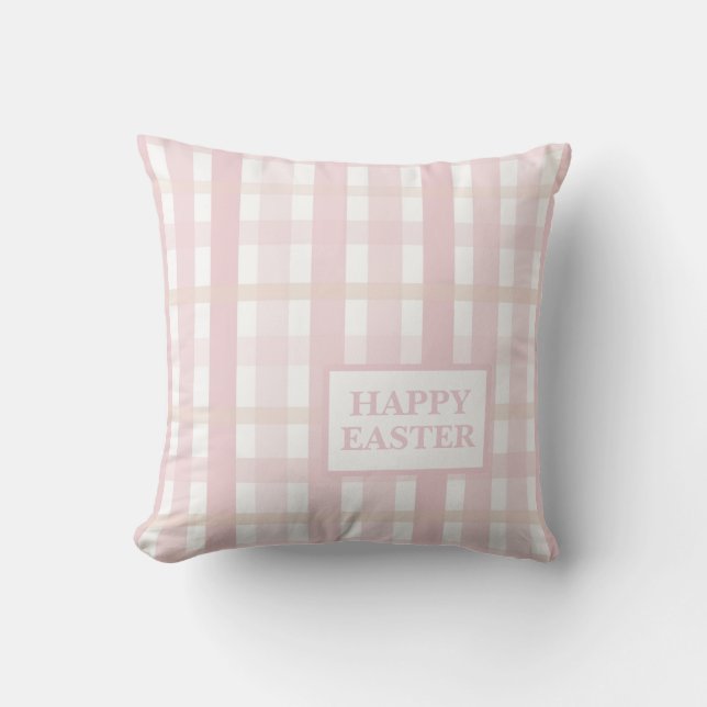 Pink Mix Plaid Throw Pillow (Front)