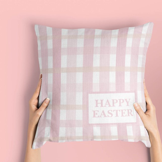 Pink Mix Plaid Throw Pillow (Creator Uploaded)