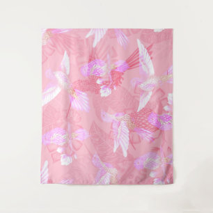 Pink Mockingbird Chinoiserie Pattern Tapestry