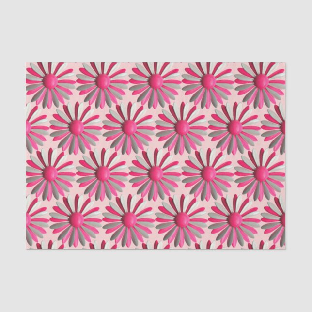 Pink MOD Daisy Flower Spring Summer Baby Shower Tissue Paper (Front)