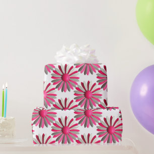 Pink MOD Daisy Flower Spring Summer Garden Wedding Wrapping Paper