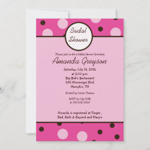 Pink Mod Dot 5x7 Invitation à la douche nuptiale