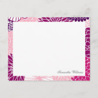 Pink Mod Floral Pattern Flat Thank You Notes