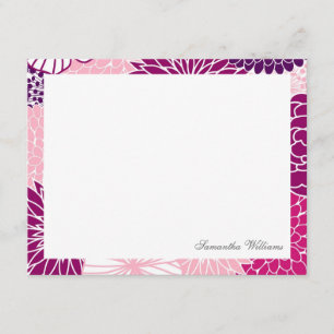 Pink Mod Floral Pattern Flat Thank You Notes Invitation