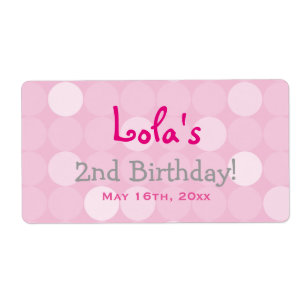 Pink Mod Polka Dot Birthday Water Bottle Labels