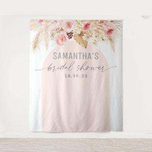 Pink Modern arch boho pampas floral backdrop Tapestry