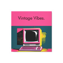 Pink Modern Art Vintage Computer Canvas Print