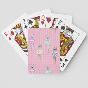 Pink Modern Artistic Swimmers Swimming Pool  Playing Cards