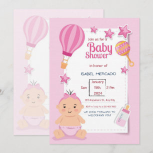 Pink Modern Baby Shower Invitation