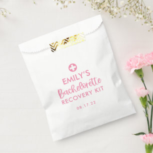 Pink Modern Bachelorette Recovery Kit Favour Bag