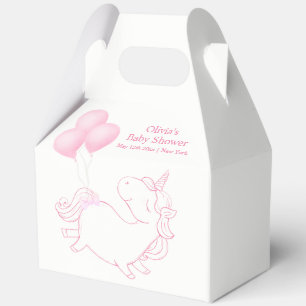 Pink Modern Balloon Unicorn Baby Shower Favor Box