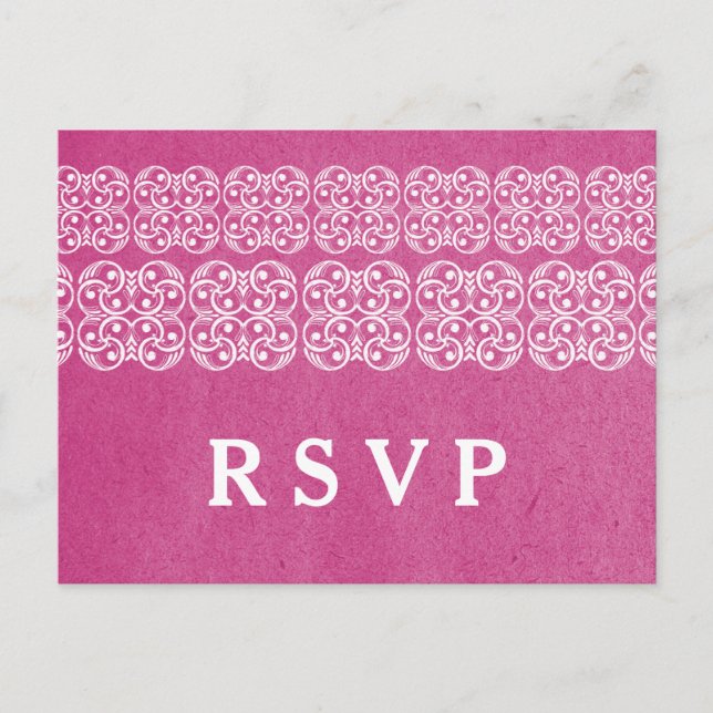 Pink Modern Bohemian RSVP Postcard (Front)