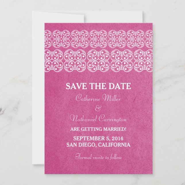 Pink Modern Bohemian Save the Date Invite (Front)