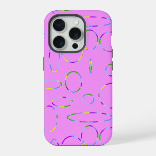 Pink Modern Circles Loops iPhone 15 Pro Case