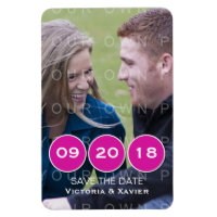 Pink Modern Circles Photo Save the Date Magnet