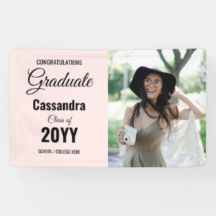 Pink Modern Classic Photo Graduation Banner